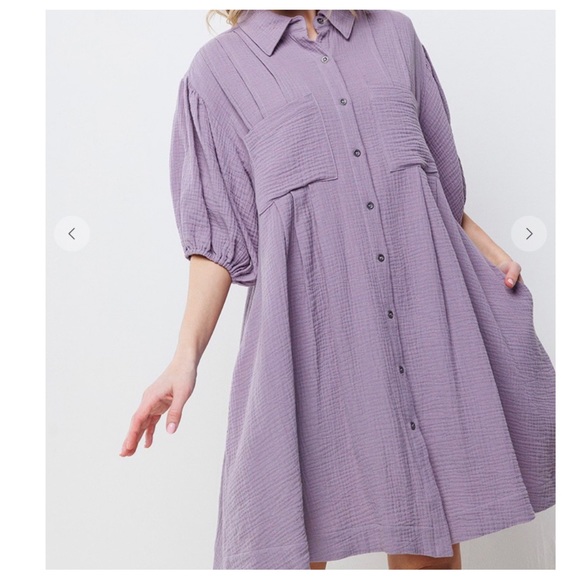 45 Boho Cotton Gauze Button Up Dress - Picture 5 of 5